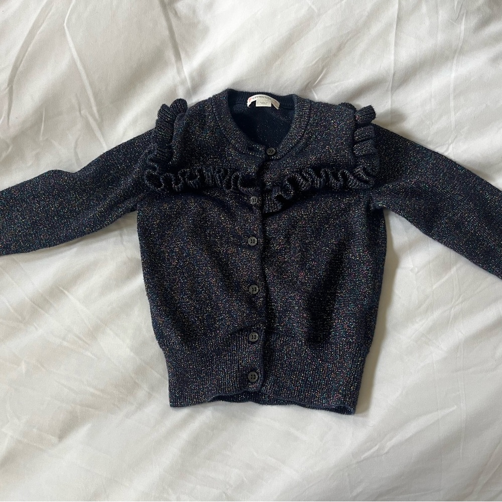 Crewcuts Sparkly Navy Cardigan with Ruffles